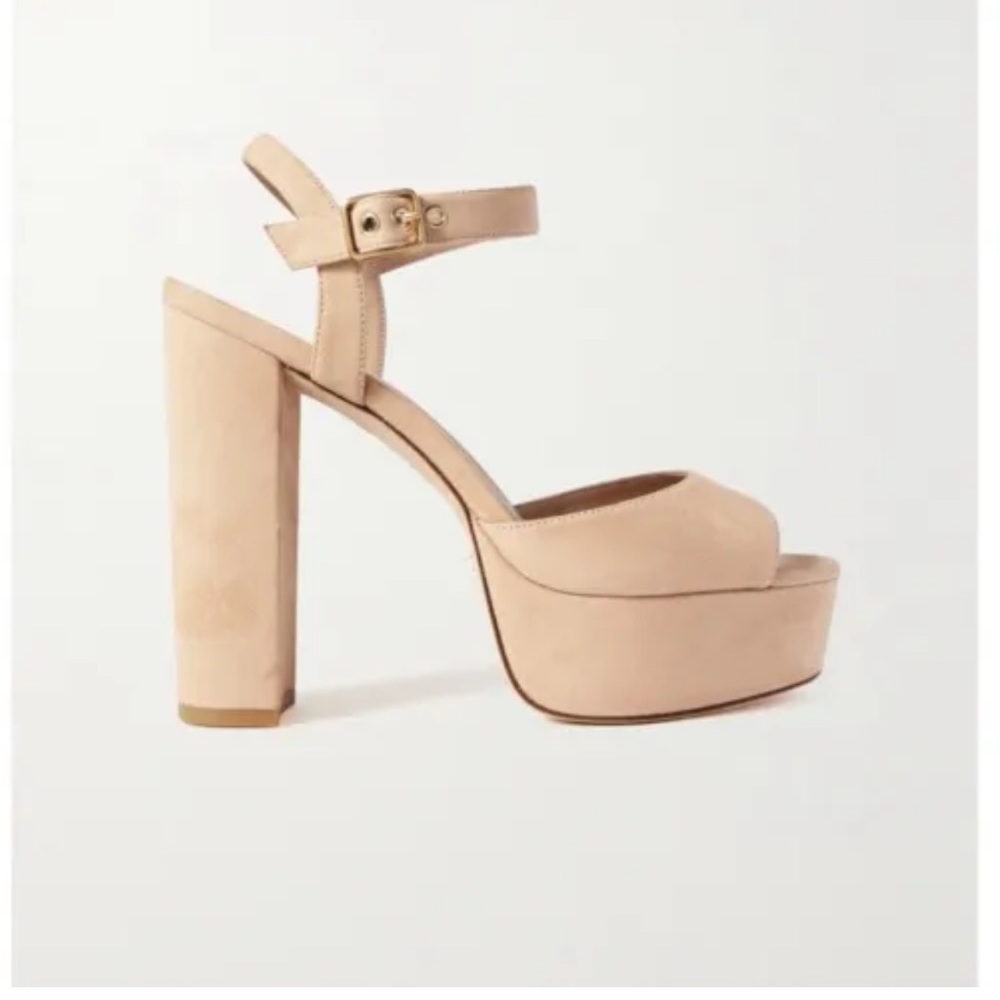 NIB Stuart Weitzman Ryder 95 Platform Sandal Adobe Tan Suede 8.5M